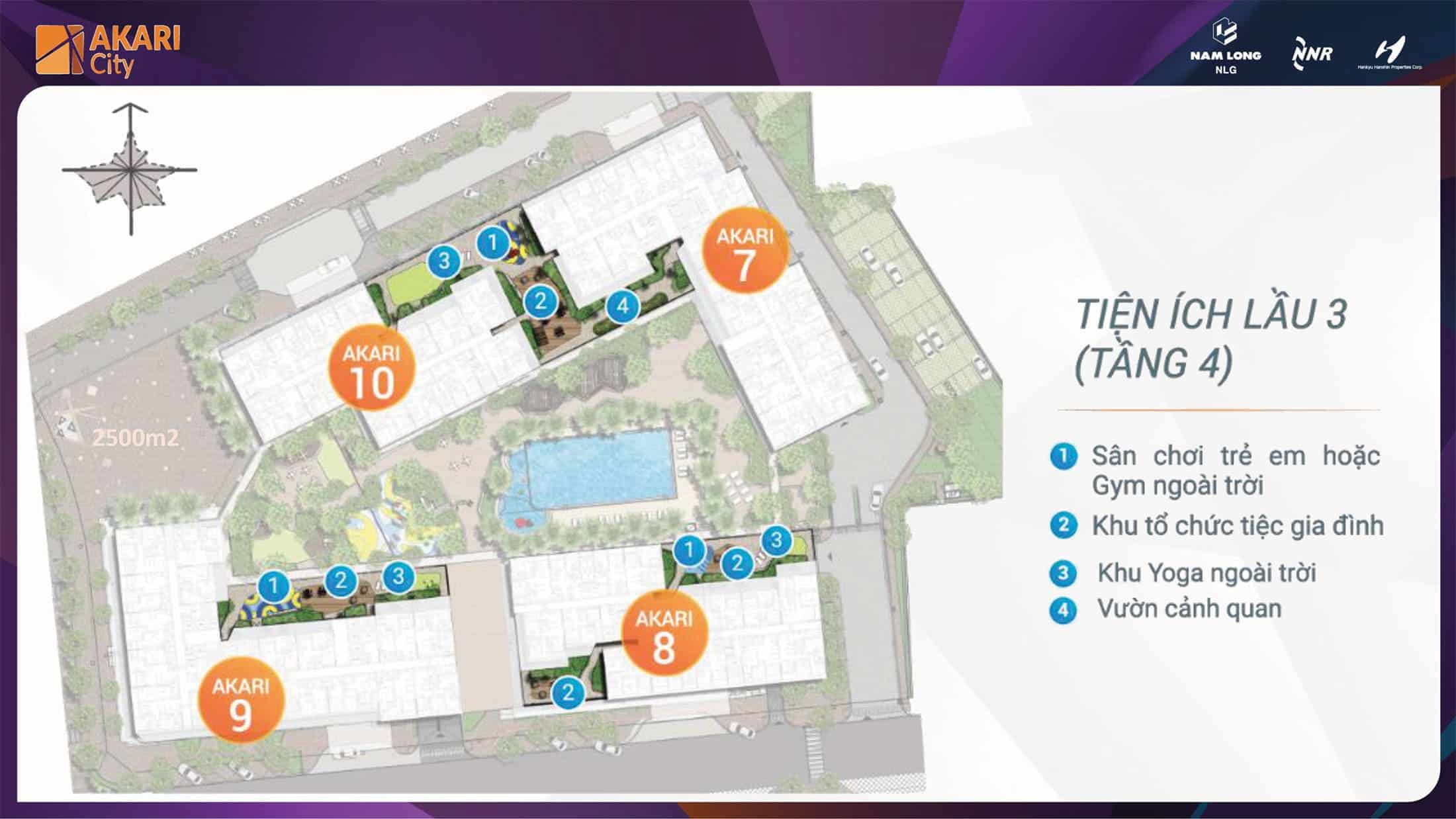Mặt bằng tiện ích Tầng 4 tại dự án Akari City Võ Văn Kiệt, Bình Tân.